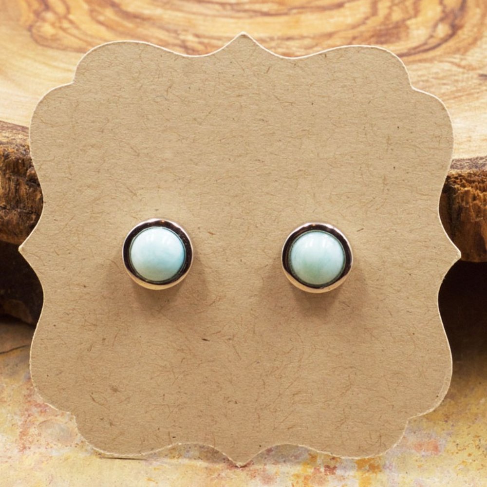 Larimar and Sterling Silver Stud Earrings